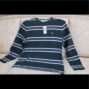 Men’s Lacoste Green Striped Long Sleeve Shirt